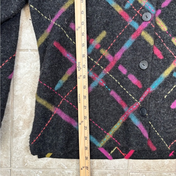 Vintage Talbots Womens Black Muti Color 100% Wool Sweater Jacket Size XL - Picture 8 of 8